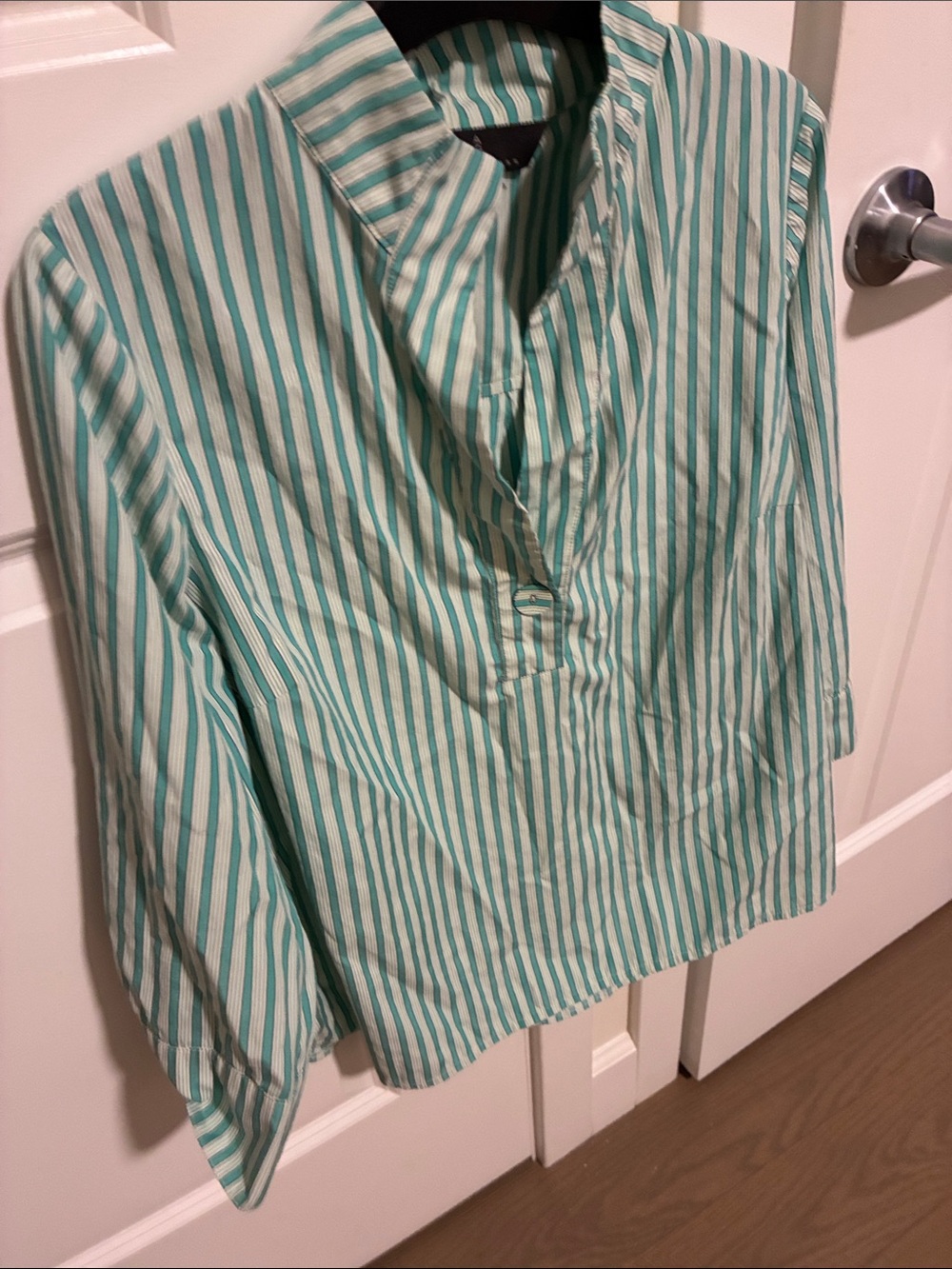 Abbey Glass Effie top Striped Mint Green Button-Front Women’s Top
